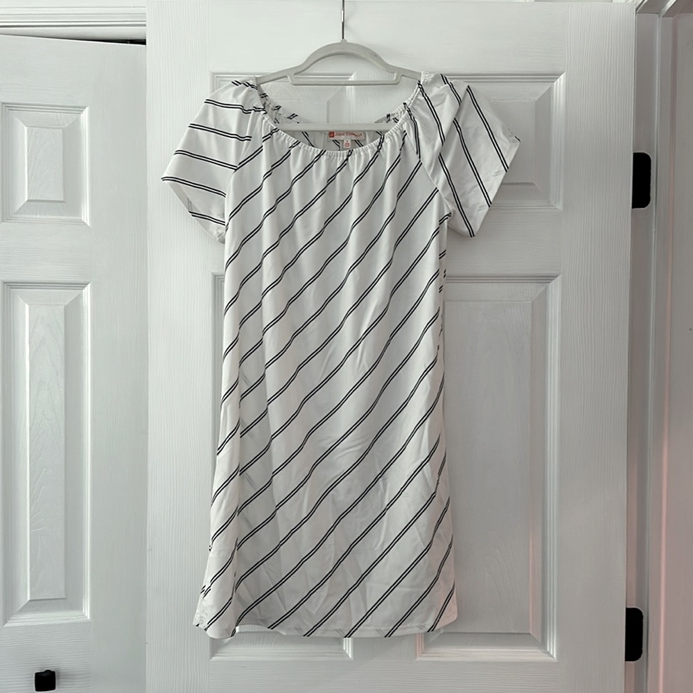 Jude Connally “Joy” Off-the-Shoulder Striped Dress